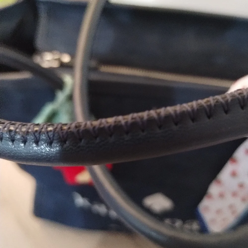 Kate Spade Ella Large Monogram Midnight Blue Denim Tote Bag - Picture 11 of 16